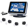 ELSNU Car Auto Vehicle Reverse Backup Radar System with 4 Parking Sensors Rear Distance Detection kit Parktronic Assistant Beep Voice Warning LCD Monitor