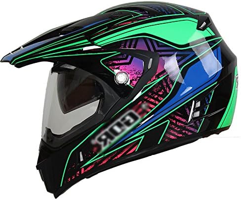 XERT Helmet Motorbike Off-road Flip-Up Downhill Breathable Full-Face Men's BMX Helmets Womens Safety Protecting Scooter Helmet,Green-XXL(63-64cm)