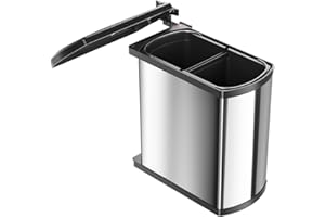 Hailo Abfallsammler 3416101 | Schwenkbarer Einbau-Mülleimer Duo 16 L | Poliertes Schwarzes Design | Für Schränke ab 45 cm Breite mit Drehtür | Platzsparend Einfache Montage | Hochwertige Verarbeitung