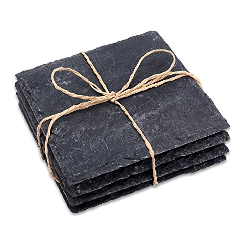 Preisvergleich Produktbild 12er Set Schiefer Untersetzer ca. 10x10cm Schieferuntersetzer Naturschieferplatte Schiefer Platten Platte Servierplatte Glasuntersetzer Naturstein