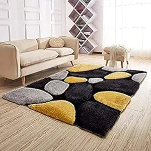 Ultica Fab Soft Polyester Shaggy 3x5 Ft Carpet for Home Floor, Fluffy Fur Area Rug Carpets for Living Room Hall Floors, Modern Bedside Runner Rugs for Bedroom, Kitchen, 3 x 5 Feet, Brown