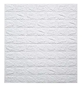 Store2508 PE Foam Wall Stickers 3D Self Adhesive Wallpaper DIY Wall Decor Brick Stickers (70 x 77cm, Appx. 5.8Sq Feet). (White)