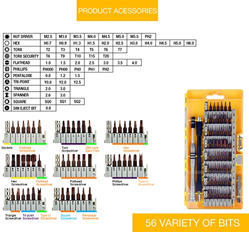 60 in1 Schraubendreher-Bits Set, gentan Präzisions-Schraubendreher-Set mit 56 Bit magnetischer Schraubenzieher Kit, Computer Repair Tool Kit, für iPhone, Tablet Macbook, Xbox, Handy, PC, Game Konsole - 2