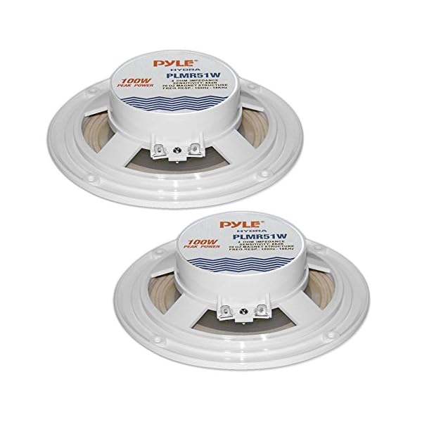Pyle Marine Lautsprecher (100 Watt, 13,33 cm (5,25 Zoll), 2-Wege) weiß – Bild 3
