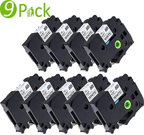 9 Labeling Tape Cassette for Brother TZe-231 Black on White 12mm, Suitable for Brother P-touch PT H101C H110 E100 1000 1005 GL-H105 1080 2030VP H100LB