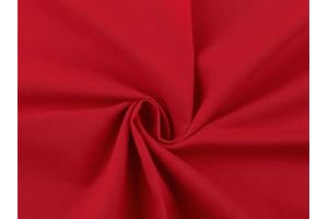 AZ MERCERIE Tessuto Puro Cotone in Tinta Unita venduto al mezzo metro, 1 qtà=50cm; 2 qtà=100cm, per creazioni di abbigliamento, biancheria, accessori, cuscini, tende e federe. (ROSSO 555)