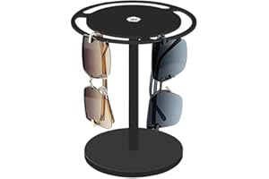 Hjjnmo Présentoir à Lunettes Rotatif à 360,PrésentoirDe Lunettes en Acrylique Support pour Lunettes De Soleil,Acrylique,Support Rotatif pour Lunettes，pour Ranger Les Lunettes De Soleil (Noir)