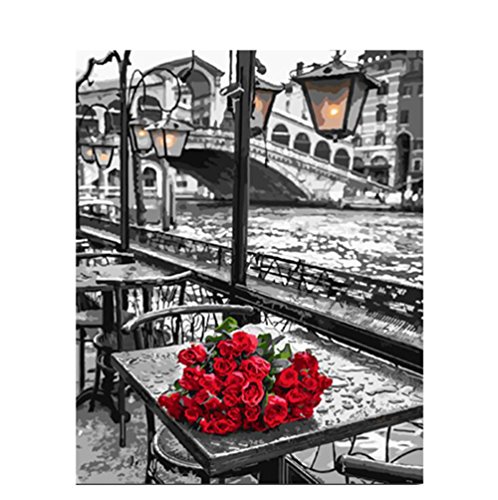 Peinture par numéro kit, DIY Peinture à l'huile Dessin Pinceaux de toile avec décorations de Noël Décorations cadeaux, Frameless