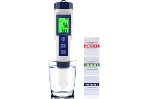 WANGCL 5-i-1 LCD digital PH-mätare vattentät kvalitetstestare klortestare jordtestningssats för trädgård med automatisk temperaturkompensation – PH/TDS/EC/SALT/TEMP