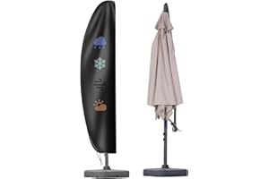 fireowl Cantilever Garden Parasol Cover: 420D Oxford Waterproof Umbrella Cover with Zip Fit for 2 to 4 m Patio Large Overhanging Outdoor Parasol - 280x30x81/45cm UV Resistant Windproof