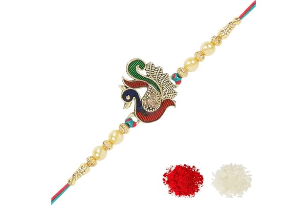 Riddhika Ventures Meenakari Peacock Rakhi – A Bond of Love & Protection with Roli Chawal and Greeting Card (P7)