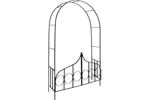 Gardebruk Arco Decorativo para Rosas Plantas Trepadoras 240x140cm con Puerta Jardín Eventos Negro