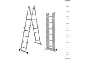 ALDORR 4x6 Folding Ladder Aluminum - Multi-purpose - Load Capacity up to 150kg - Foldable - Safe and Reliable (EN131) - Extendable Ladder - 330LB / 150 KG