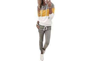 Onsoyours Mujer Pantalones Tops Conjunto Camisas Fitness Manga Larga Casual Jersey Chaqueta Hoodie Pantalones 2 Piezas Chándal Completo
