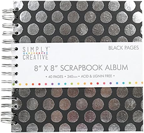 Trimcraft SCALB022 Simply Creative Plain Black With Circles Scrapbook Album 8"x8" (40 Pages)