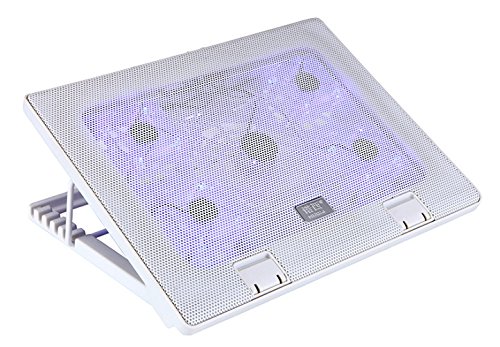 LS Notebook Kühler weiss LS-S500 | Laptop Cooling Pad Ständer| 5x Lüfter / Fan | mit 2 x USB HUB und blaue LED | 10-17 Zoll