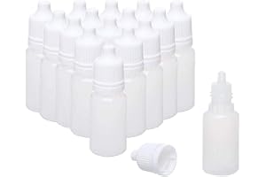 YMLOVE 50 st droppflaskor för laboratorier, klämbara droppflaskor i plast, tomma vätskeflaskor för ögon, ögondroppare (15 ml