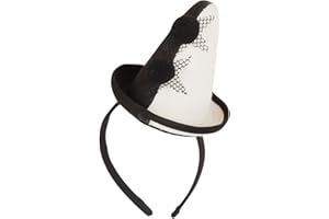 BRISTOL NOVELTY Czarno-biała mini czapka klauna Pierrot na opasce (1 szt.) - przyciągający wzrok design, idealny dodatek na imprezy kostiumowe, cosplay, festiwale, wydarzenia i nie tylko