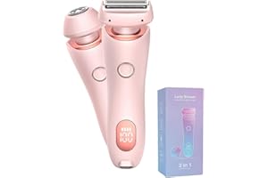 WRQIOO Lady Shavers for Women, 2 in 1 Electric Razor for Women, Wet & Dry Bi-ki-ni Trimmer Womens Lady Shaver, Waterproof Rechargeable Womens Shaver for Face Lips Arms Legs Armpits (Pink)