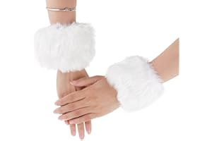 Yolev 1 Paar Pulswärmer Kunstpelz Armstulpen Warmers Handgelenk Manschetten für Damen Mädchen Winter Weihnachts Dekoration