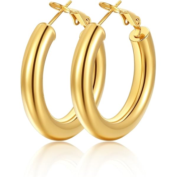 PROSTEEL Dames Creoolse oorbellen roestvrij staal/verguld/kleur zwart gedraaide ring 30/40/60/80 mm voor doorboord oor dames hoepel oorbellen