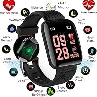Dronean DAS123 116 Smart Band Fitness Tracker, Color Screen Smart Wristband Fitness Bracelet Blood Pressure Heart Rate Monitor Compatible for All Device (Assorted Colour)