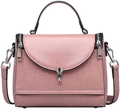 GKKXUE Ladies handbag European and American fashion doctor oil paraffin wax leather shoulder bag shoulder bag (Color : Pink)
