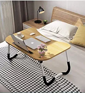 Tarkan Stud Foldable Wooden Finish Mini Desk for Couch, Sofa Bed, Study Tray Table Stand for Writing (Beige)