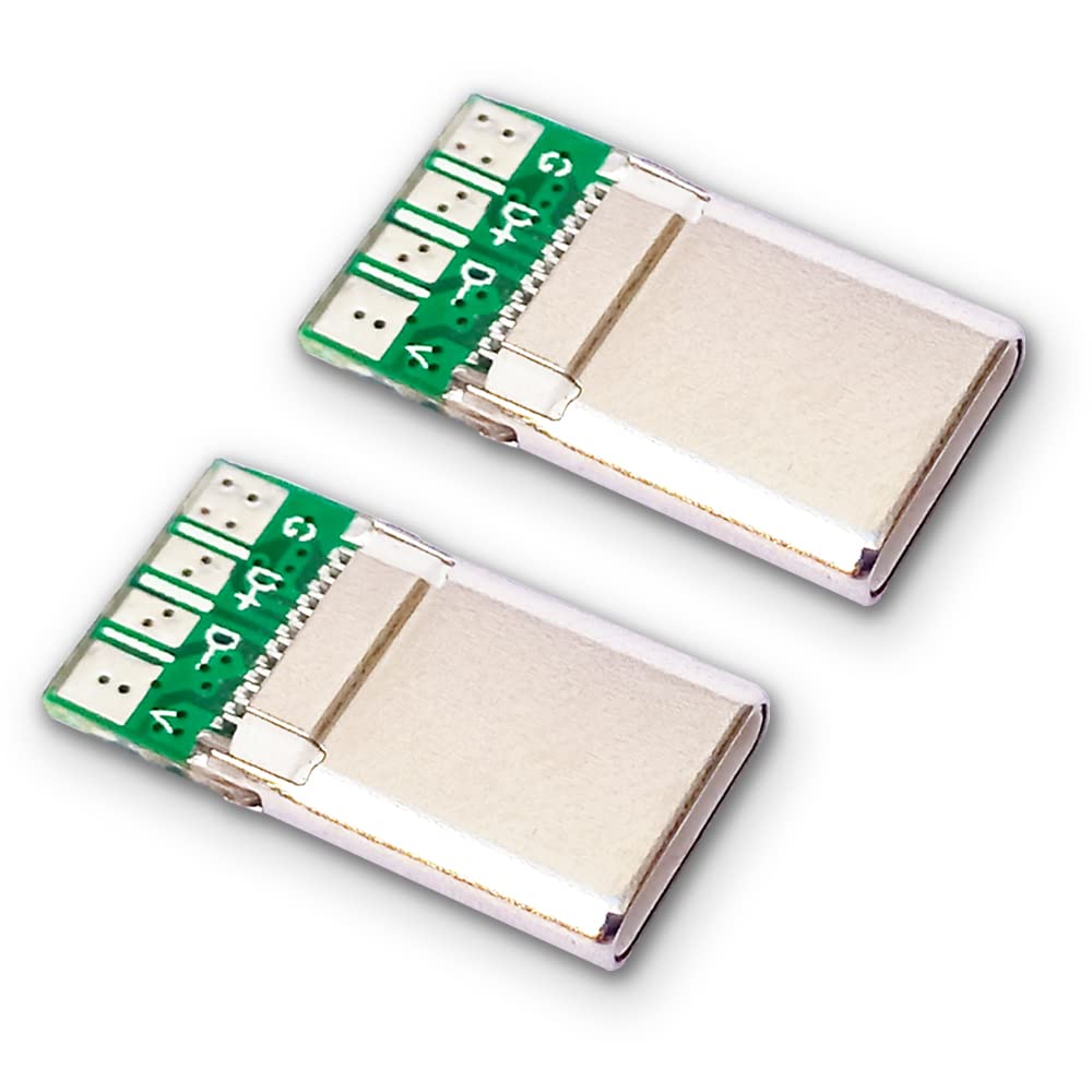 ICSTORE - C - Type Male USB Port Card, Plug, Socket, 4 -Pin Module Solder Connector (Pack of 2)