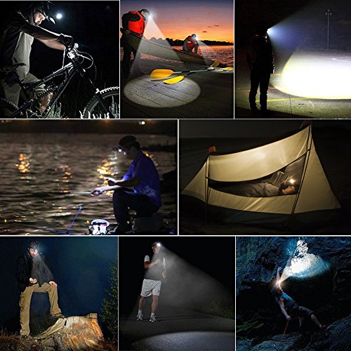 Stirnlampe,led Kopflampe(inklusive 2 Akku) spritzwasserfeste Led Lampen, ideal für Nachtlese, Camping, Angeln,Abenteuer,Höhlenforschung , Bergsteigen , Klettern, Fahrrad usw. (schwarz) - 6