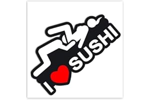 Biomar Labs® 2 pcs Pegatinas I Love Sushi Vinilo Adhesivo Autos Coches Motos Ciclomotores Bicicletas Ordenador Portátil B 90