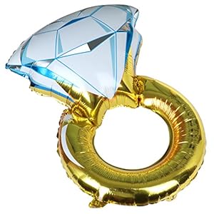 TRIXES Gran Globo Inflable Forma Anillo de Compromiso Dorado y Azul Divertido para Celebración Boda Fiesta de Amor de San Valentín