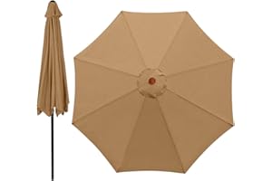 KISTRBA Housse de rechange pour parasol - 300 cm - 8 baleines - Imperméable - Protection UV - Pour parasol, marché extérieur, table, baldaquin - Tissu de rechange - Pas de porte-parapluie (kaki)