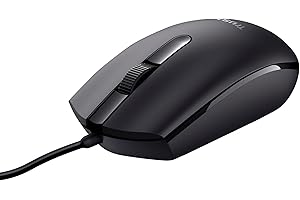 Trust Basi Souris Filaire à 3 Boutons, Câble USB de 160 cm, Mac/PC/Ordinateur - Noir