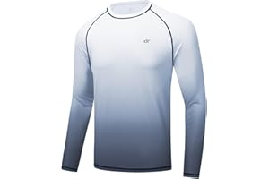 Huayuzh Mens Swim Top Rash Guard Long Sleeve UPF 50+ Quick Dry Breathable Running Sport UV Sun Protection Swimming Shirts