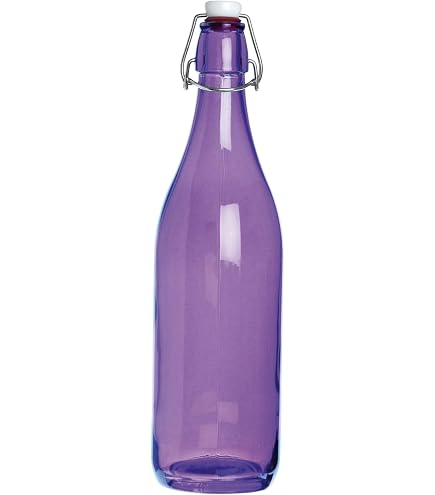 Bouteille D'eau En Verre 1 Litre Trinacria - Bouchon Rouge Avec Joint étanche, Design Sicilien, Lavable Au Lave-vaisselle
