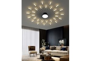 MINIFAIR Modern LED Ceiling Light,30+1 Heads Semi Flush Mount Black Chandeliers Ceiling Lighting for Bedroom Living Room Kitchen Dining Room Restaurant