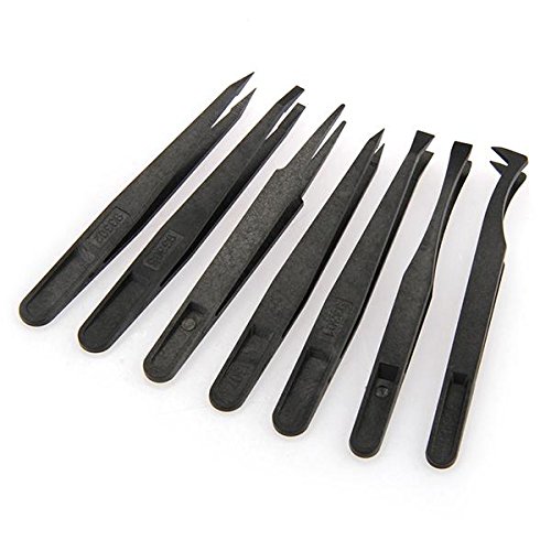 FACILLA® 7x Pinzetten Tweezer Set Anti-Statik Hartes Plastik Reparatur Werkzeug - 2