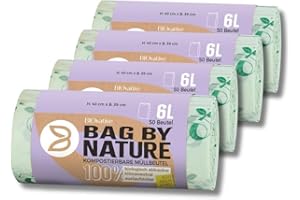 BIOVATIVE PRODUCTS Bolsas compostables para residuos orgánicos 6L con y sin asa - 200 bolsas - Fabricadas en Alemania, 100% compostables y biodegradables - también en 10L, 20L, 30L