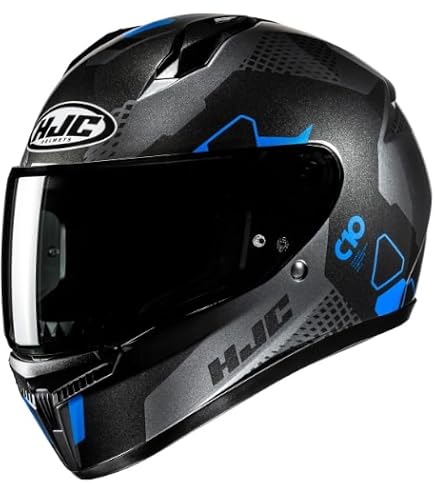 HJC C10 Hiper White Blue Red MC21 Full Face Ece22.06 Rated Motorcycle Helmet (S) Automotive