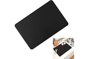 WANDERGO 40x50cm Tappetino Scolapiatti, Super Assorbente Scolapiatti da Lavello, Antiscivolo Tappetino per caffè Tappetino Scolapiatti da Lavello Accessori Cucina(Nero)