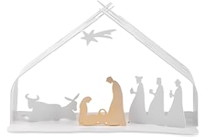 ‎ALESSI Alessi Bark Crib BM09 W - Design Weihnachtskrippe Reproduktion mit goldenen Details, Edelstahl, Weiß