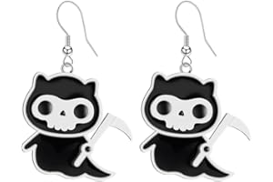 LUTAKU Halloween Earrings for Women Girls Drop Dangle Earrings with Spider Ghost Skull Bat Patterned Earrings Halloween Jewelry Set Party Dress Decor