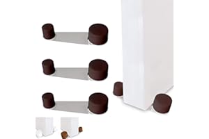 JANDTEK Tope puertas suelo giratorio 4 unids - Topes para puertas suelo con retenedor marron - Tope sujeta puertas suelo adhesivo - Retenedor puerta giratorio 360º