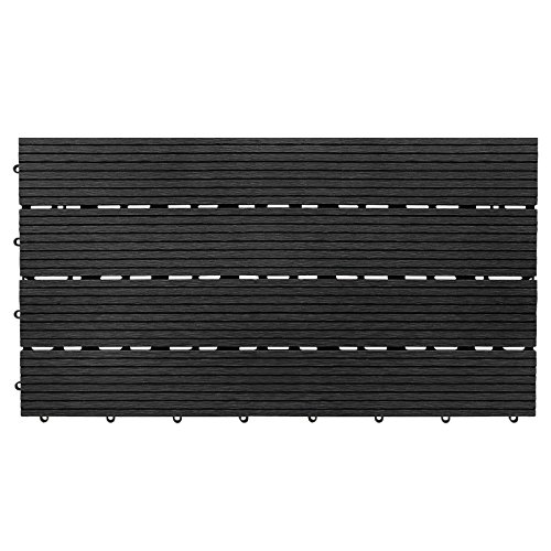 WPC Terrassenfliesen Prestige | Terrassendielen 60×30 cm | Klick Fliese in Holz Optik | einzeln oder im Set | anthrazit (11 Stück / 2 m²) - 2