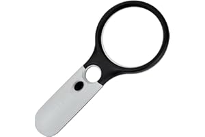 BODYPLUS Magnifying Glass, 45X Handheld Reading Magnifying Glass with 3 LED Lights - Super High Clarity Lightweight Magnifier for Reading Books, Macular Degeneration, Jewellery Inspection, etc. (Black & White)