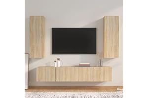 NITCA Set di Mobili Porta TV 4 pz, Set Mobile TV in Legno, Parete Attrezzata Soggiorno Moderna, Base TV Sala da Pranzo, Rovere Sonoma 80x30x30 cm Tipo 2