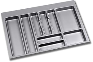 EMUCA - Organizador de Cubiertos, Organizador cajón de Cocina, cubertero, 9 compartimientos, módulo 80cm, Plástico, Gris