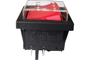 DINGTAIMEI Waterproof Industrial Rocker Switches KEDU HY12 DPST Electric Pushbutton Switch 4Pins 10A 125/250V, Red, 2-Pack