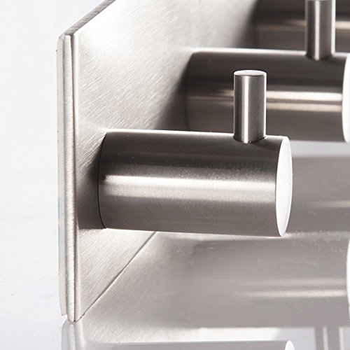 Handtuchhaken Selbstklebend Bademantelhaken 3 Haken Wandhaken Edelstahl rostfrei Bad und Küche Handtuchhalter Kleiderhaken Ohne Bohren, Einfach zu installieren, Super starke Haftung - 4